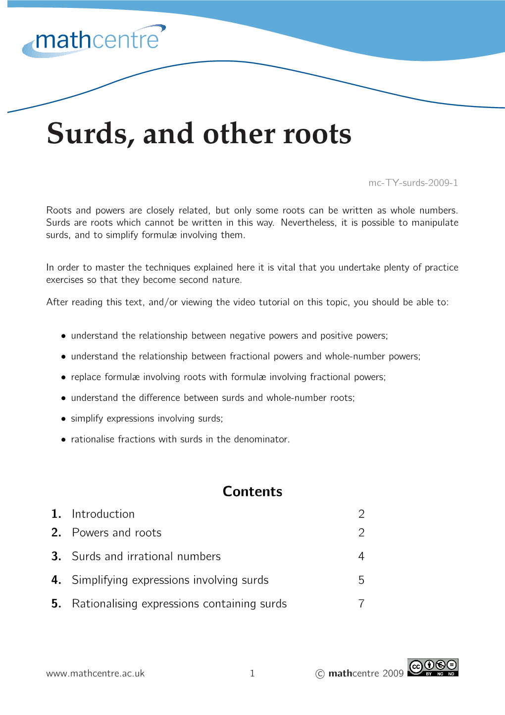 Surds, and Other Roots