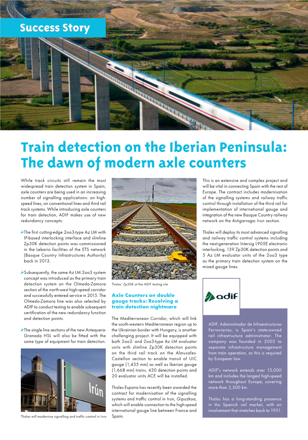 Train Detection on the Iberian Peninsula: the Dawn of Modern Axle Counters