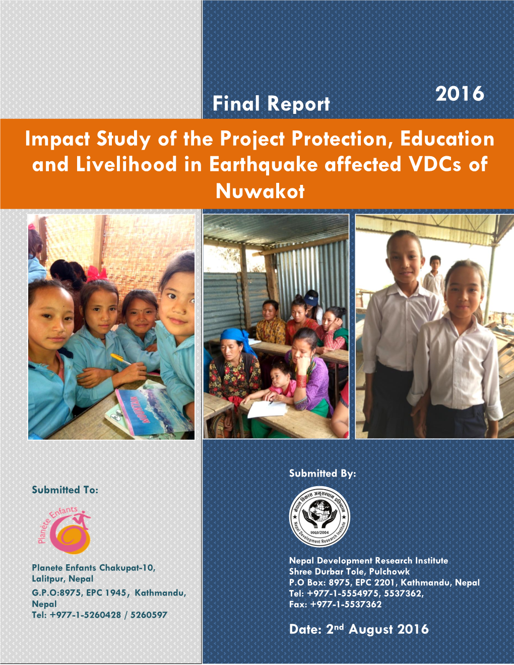 Impact Study of the Project Protection, Education and Livelihood in Earthquake Affected Vdcs of Nuwakot