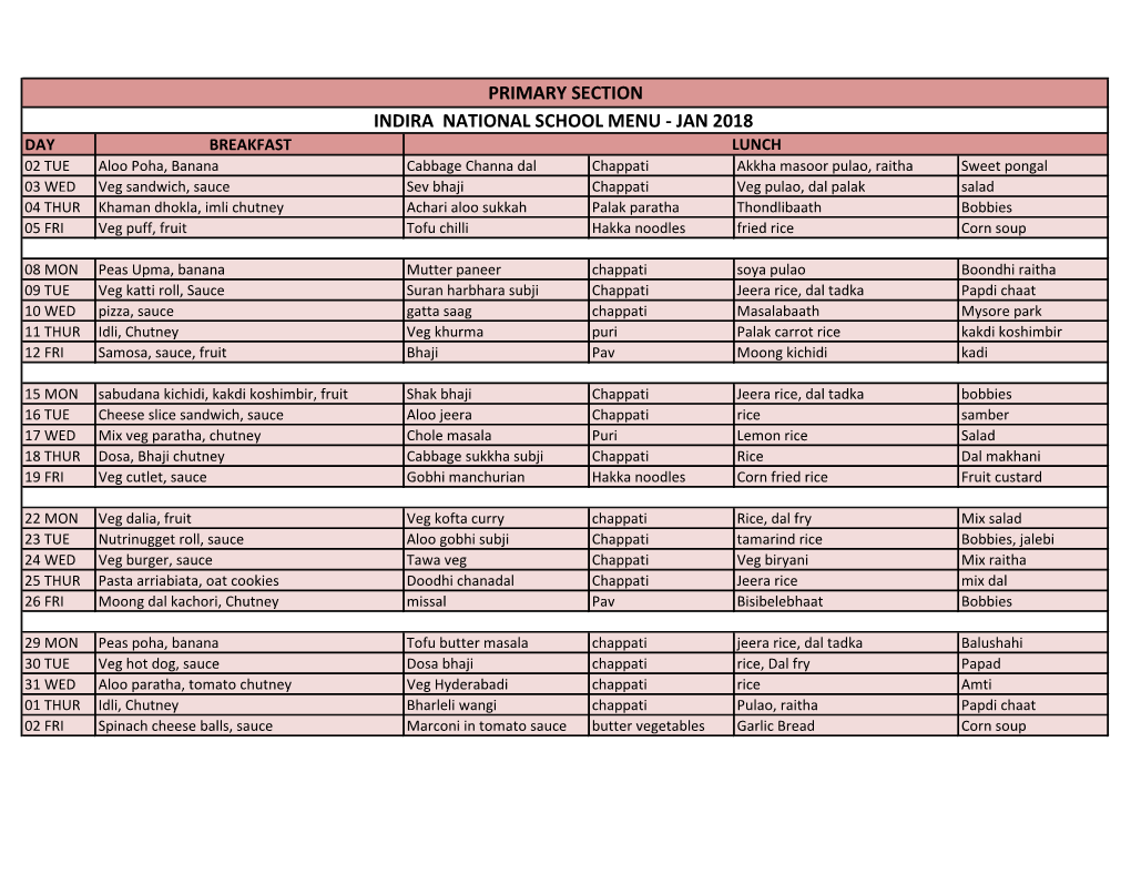 Jan 2018 Primary Section