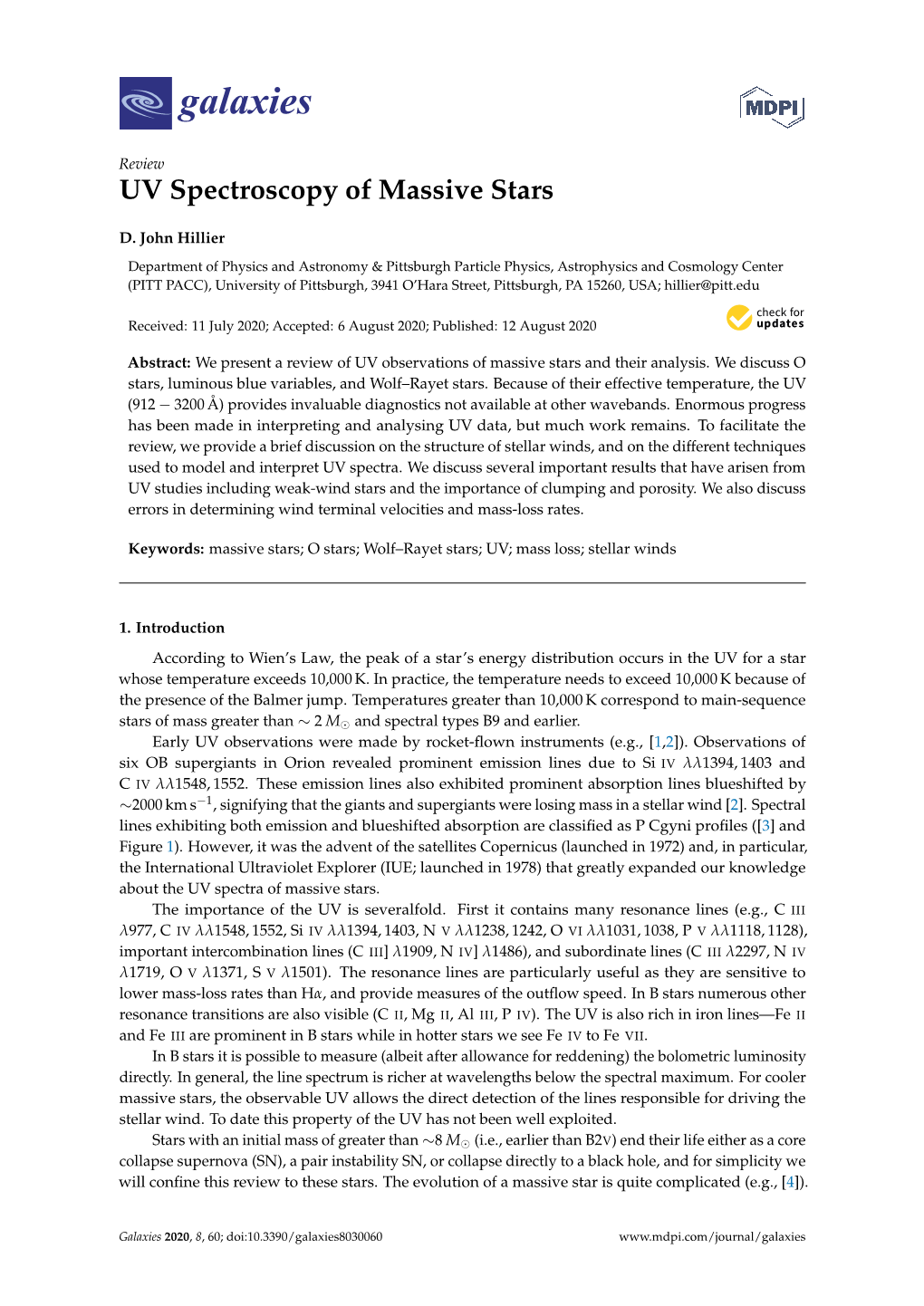 UV Spectroscopy of Massive Stars