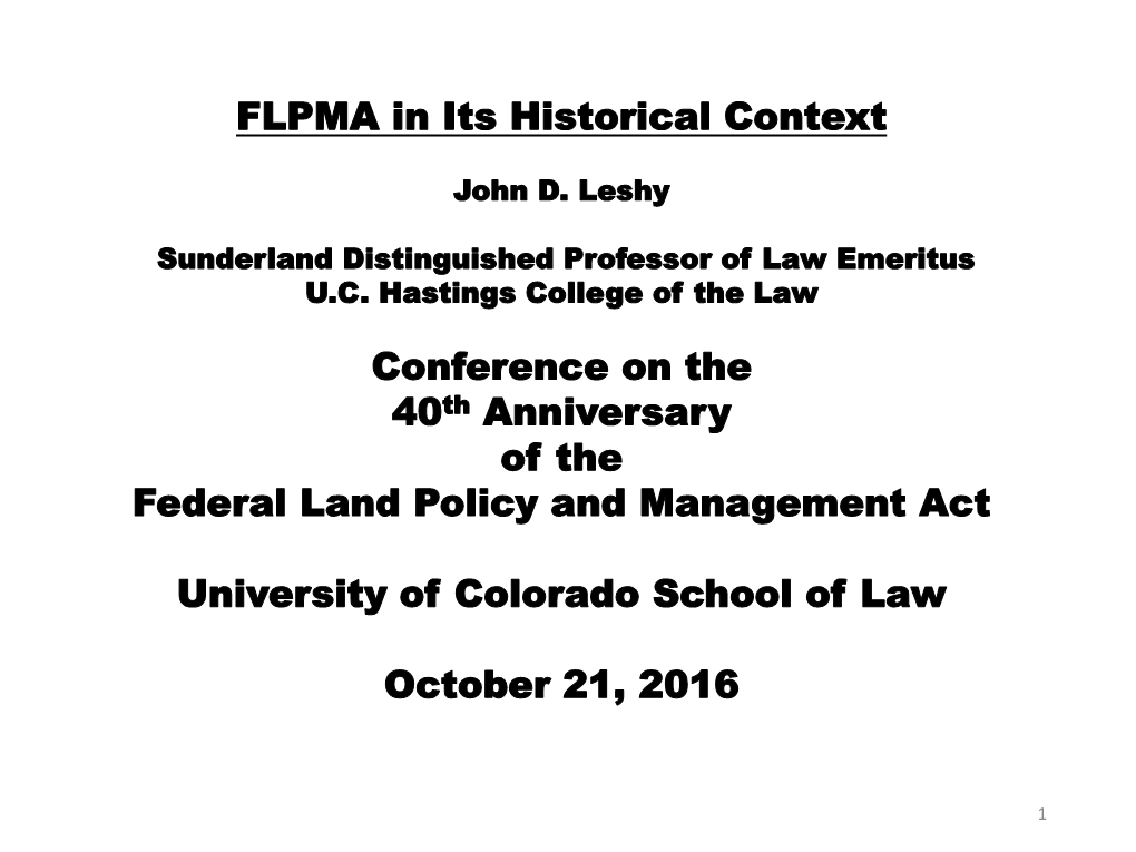 FLPMA in Its Historical Context