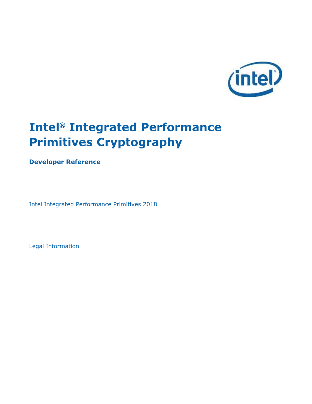 Intel® Integrated Performance Primitives Cryptography Developer Reference