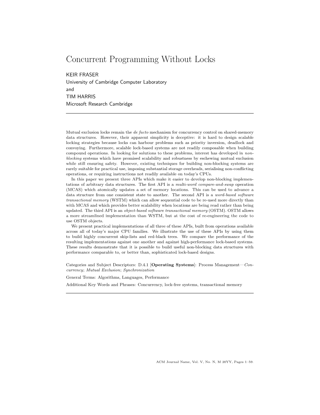 Concurrent Programming Without Locks
