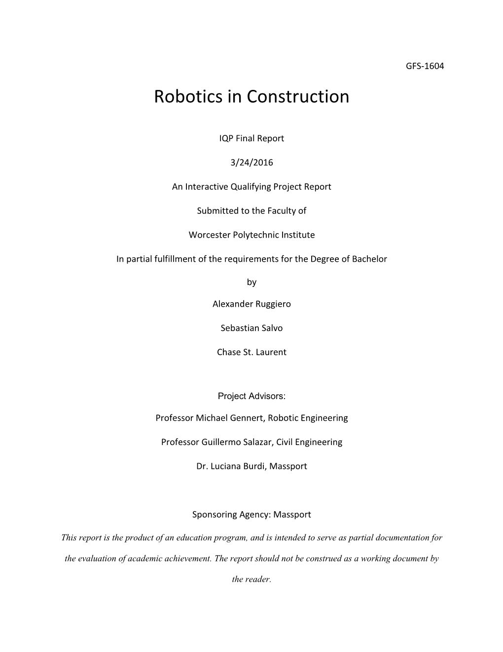 Robotics in Construction