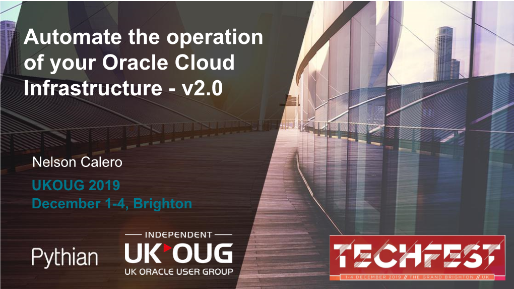 Automate the Operation of Your Oracle Cloud Infrastructure - V2.0