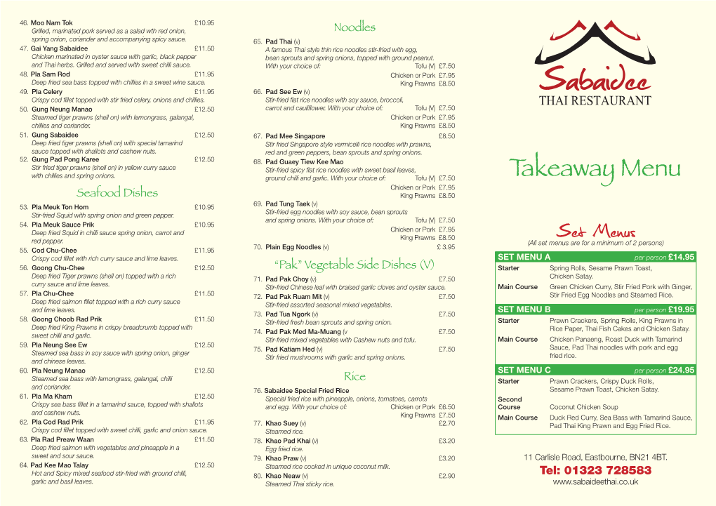 66276 Saibaidee 6Pp Takeaway Menu.Indd