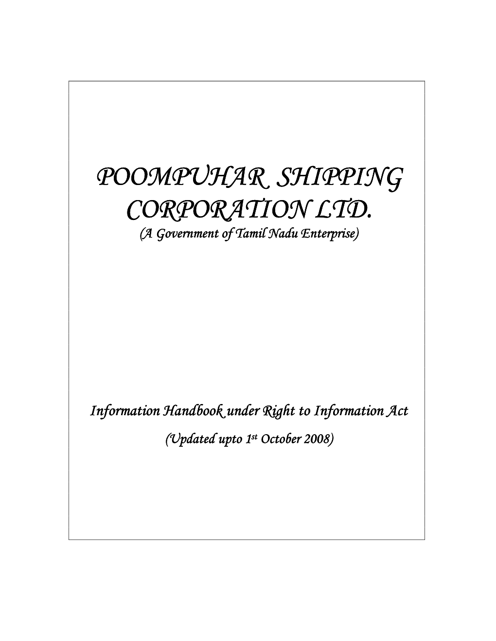Poompuhar Shipping Corporation Ltd