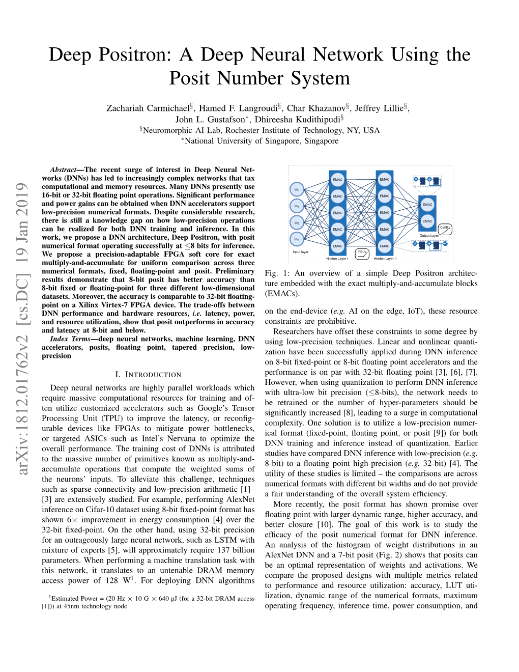 A Deep Neural Network Using the Posit Number System