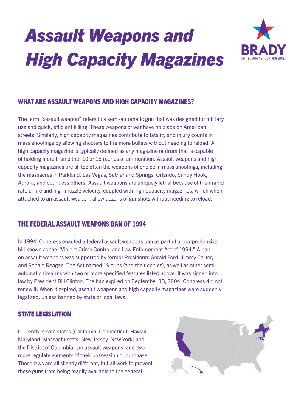 Assault Weapons and High Capacity Magazines
