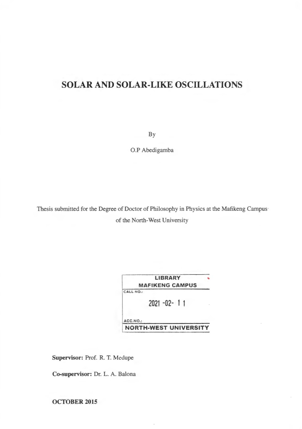 Solar and Solar-Like Oscillations 2021