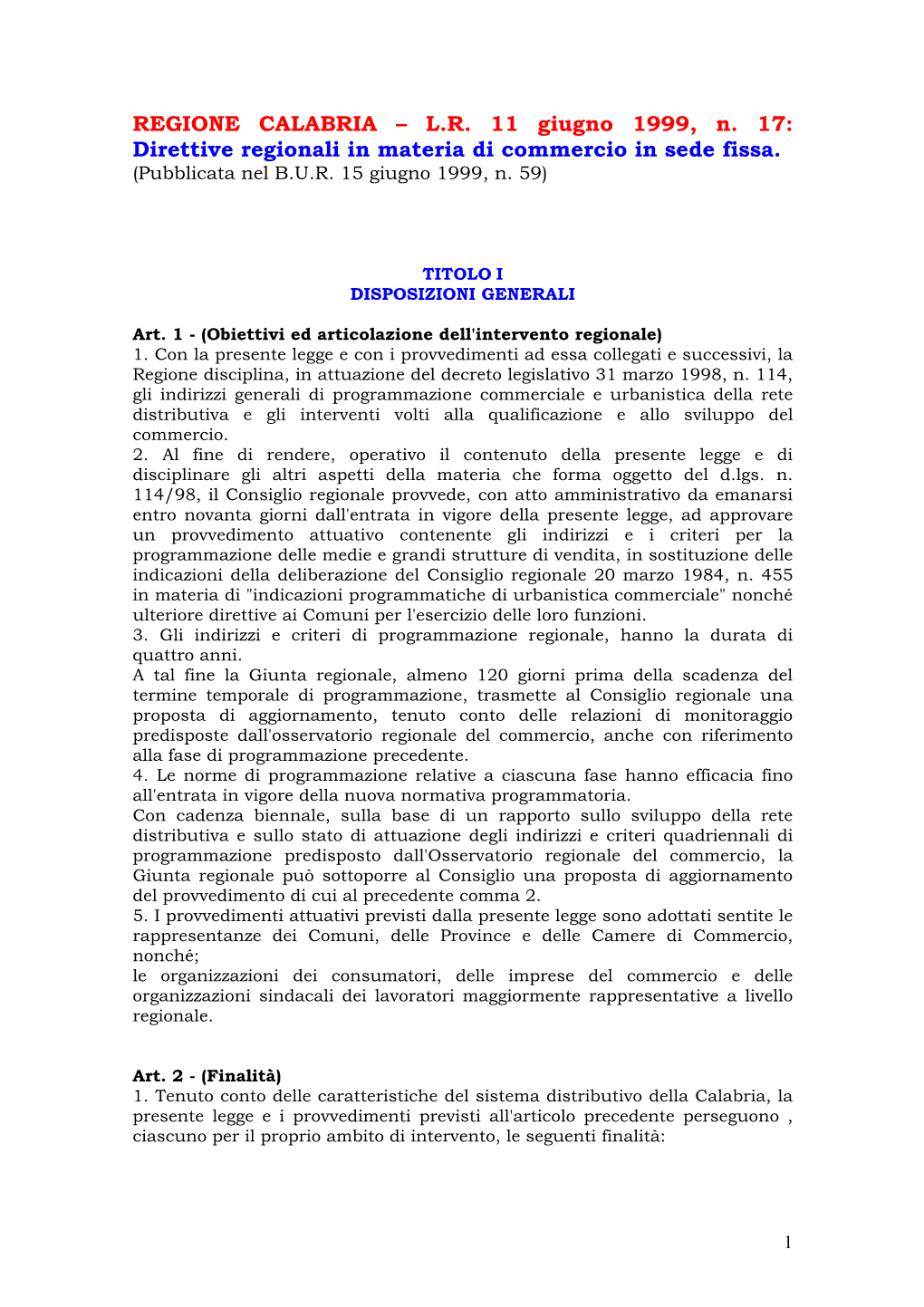 Regione Calabria – L.R