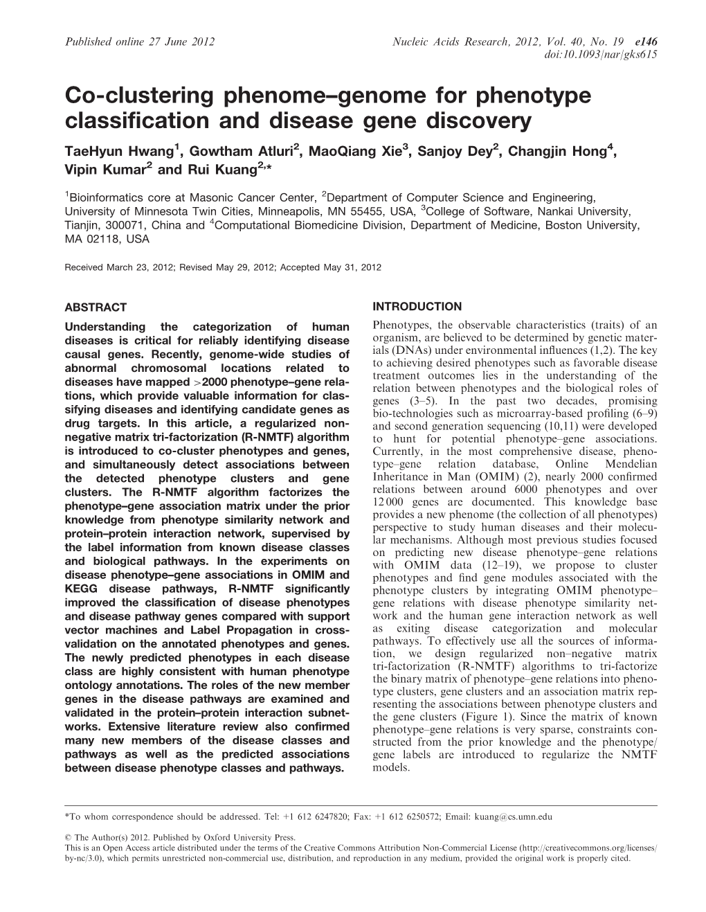 Co-Clustering Phenome–Genome for Phenotype Classification And