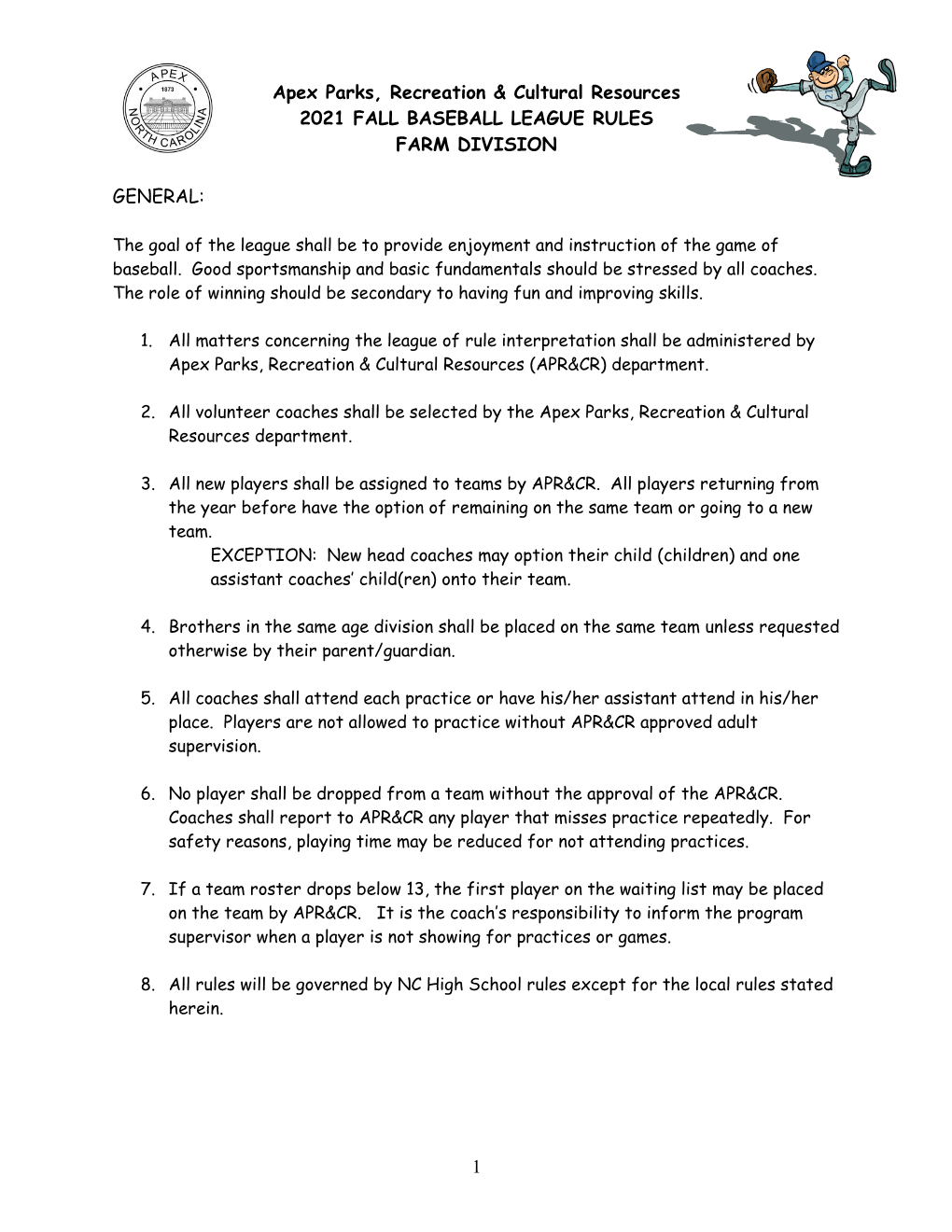 Farm Baseball (9-10) Rules