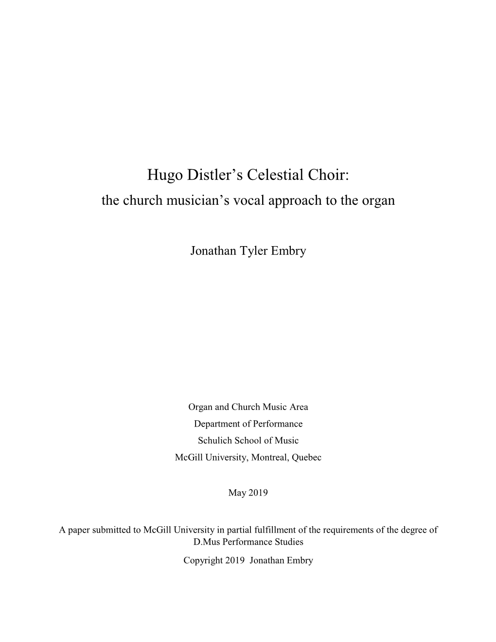 Hugo Distlerгs Celestial Choir