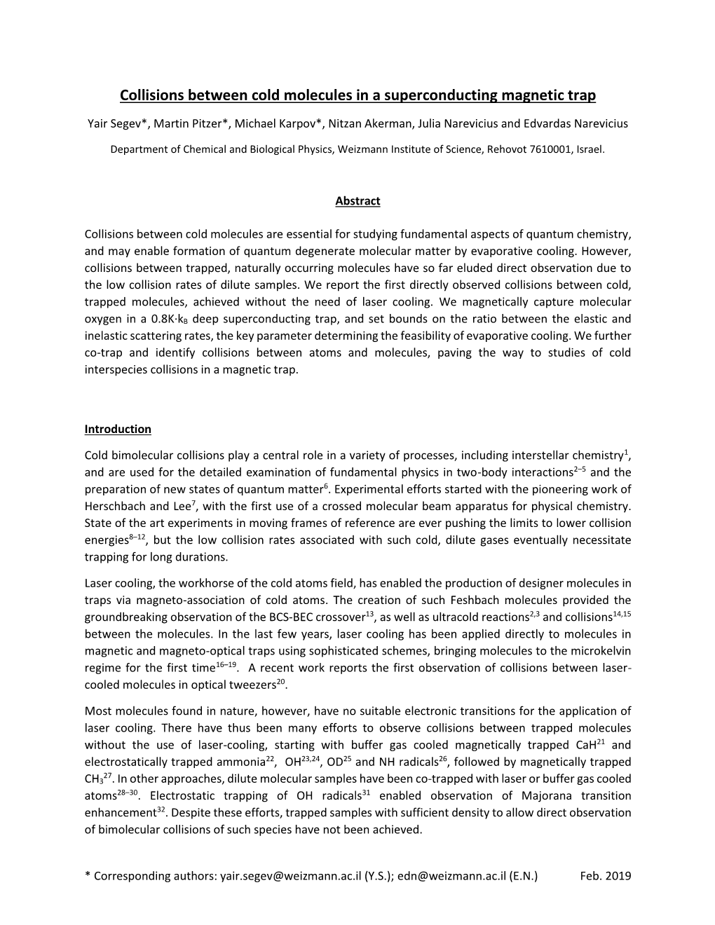 Collisions Between Cold Molecules in a Superconducting Magnetic Trap