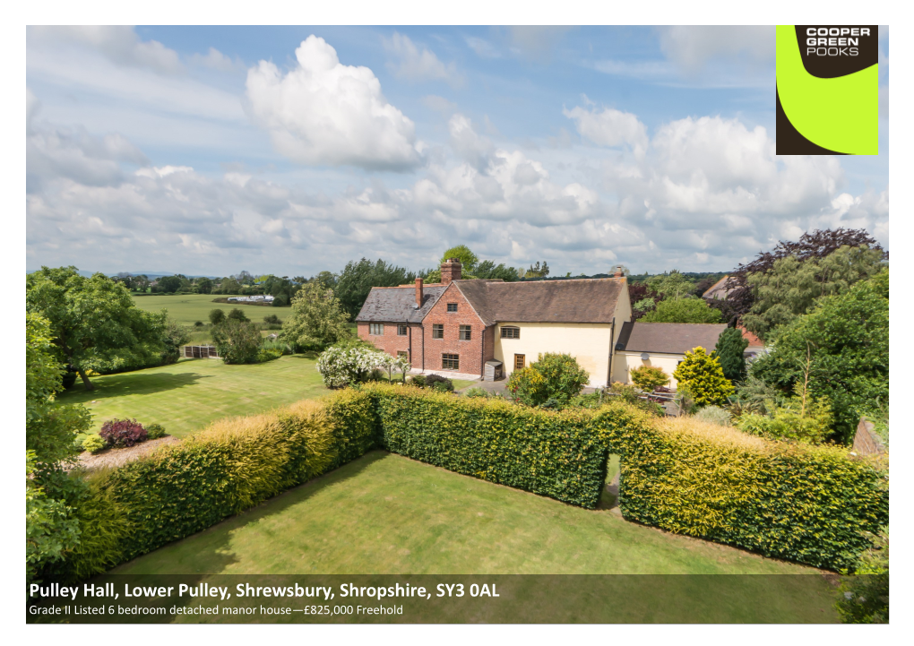 Pulley Hall, Lower Pulley, Shrewsbury, Shropshire, SY3