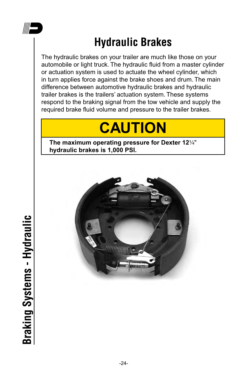 Hydraulic Brakes the Hydraulic Brakes on Your Trailer Are Much Like Those on Your Automobile Or Light Truck