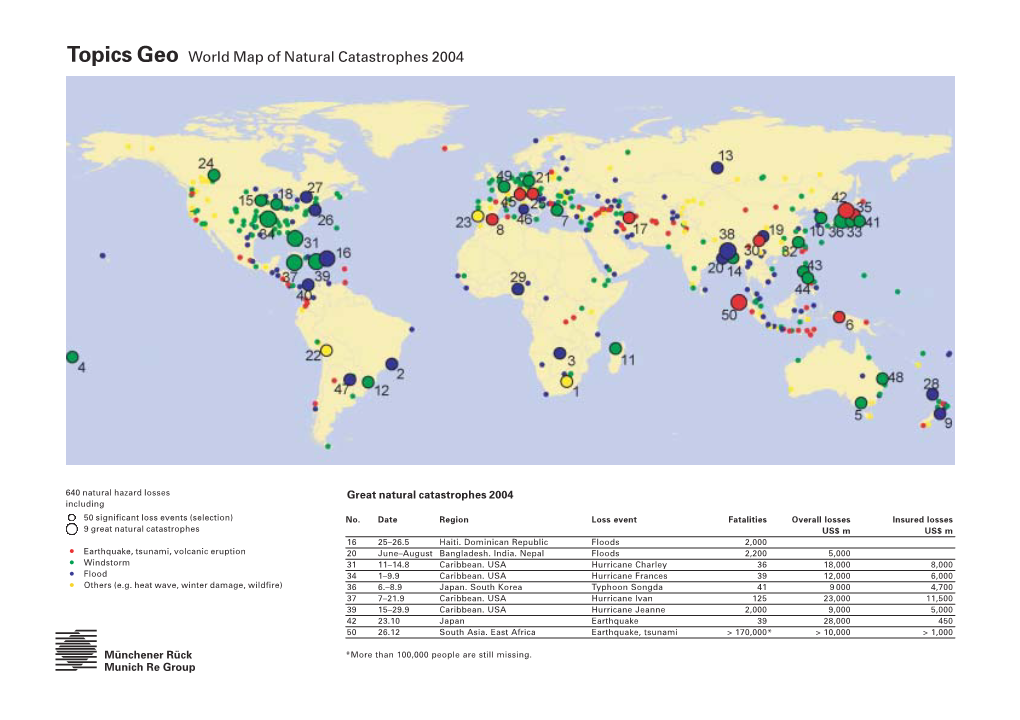 Topics Geo World Map of Natural Catastrophes 2004
