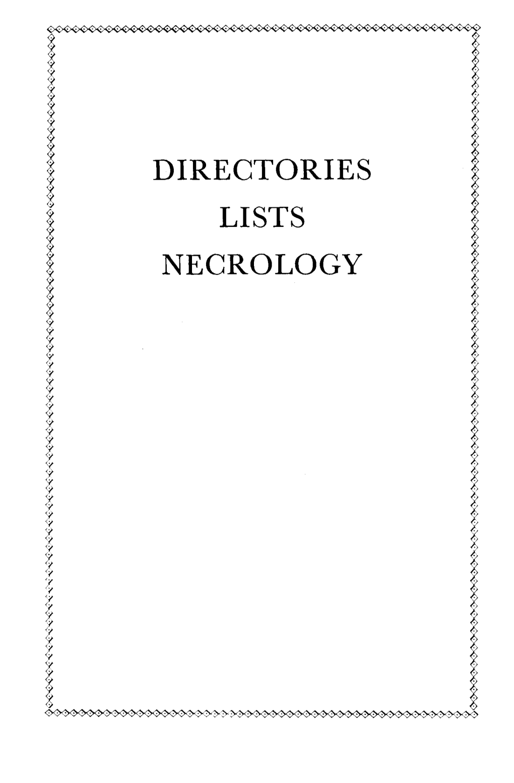 Directories Lists Necrology