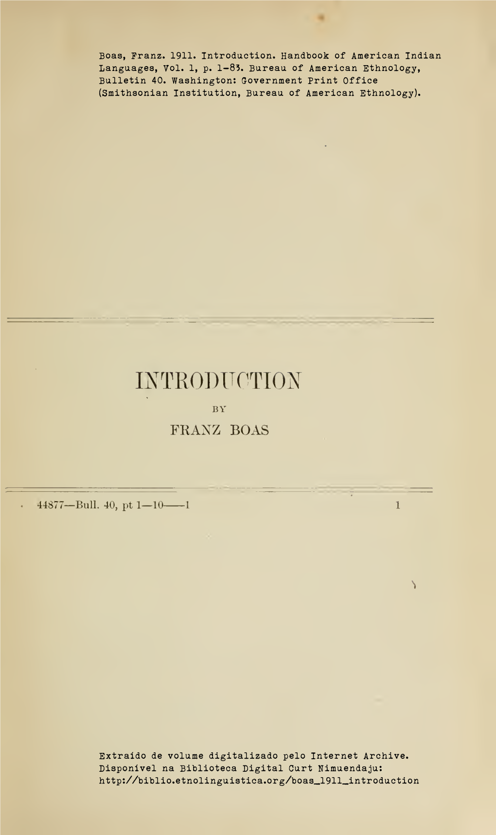 Introduction to the Handbook of American Indian Languages