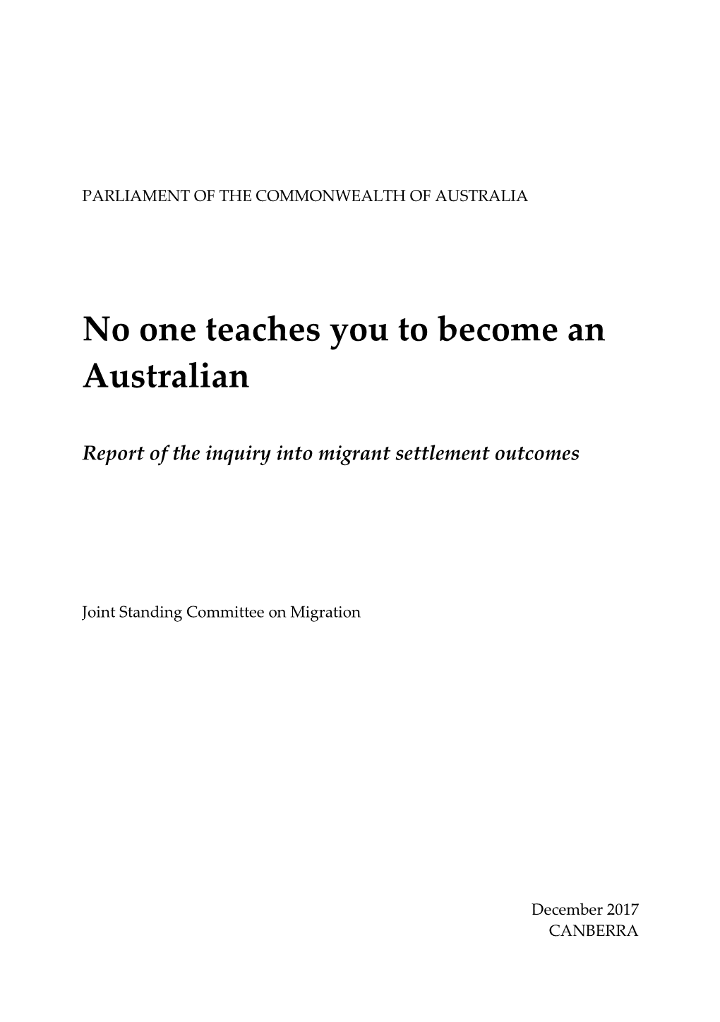 No One Teaches You to Become an Australian