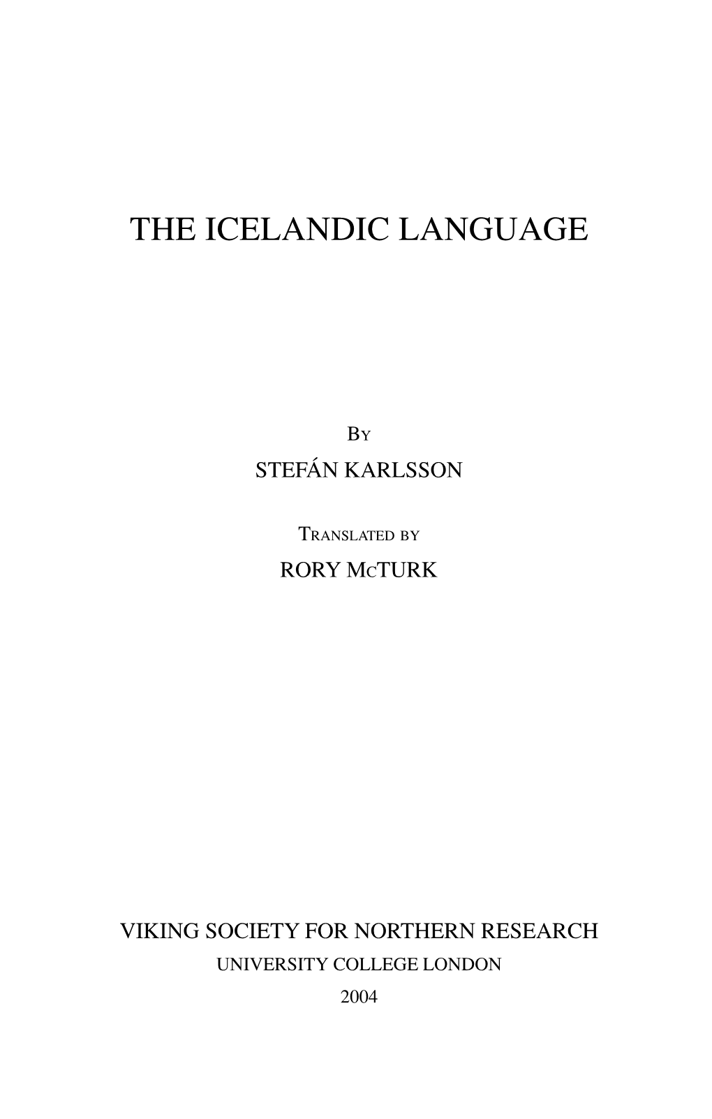 The Icelandic Language