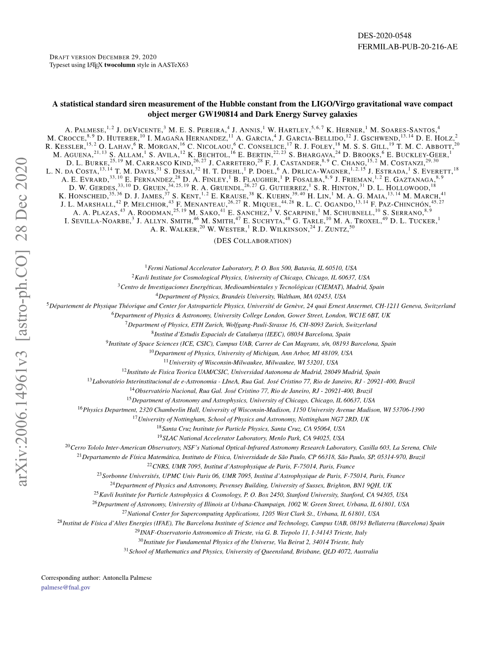 Arxiv:2006.14961V3 [Astro-Ph.CO] 28 Dec 2020