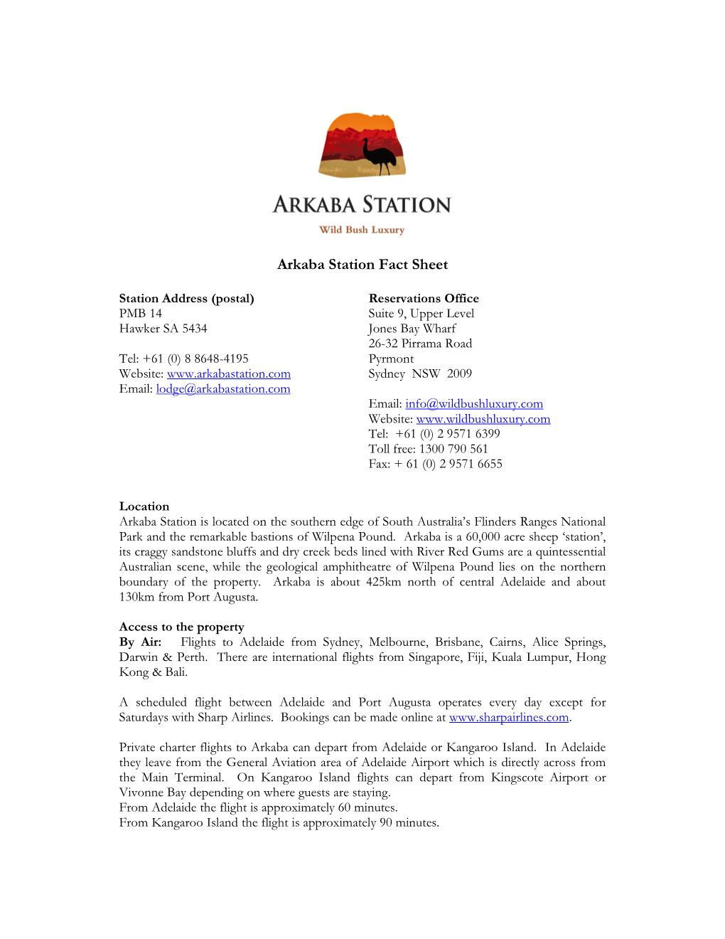 Arkaba Station Fact Sheet