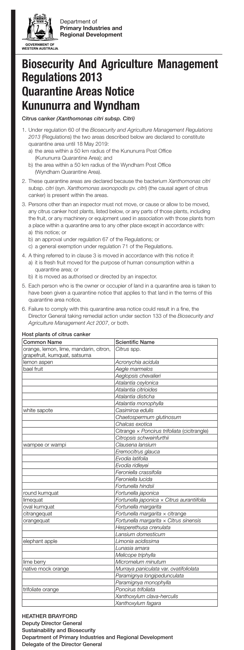 Biosecurity and Agriculture Management Regulations 2013