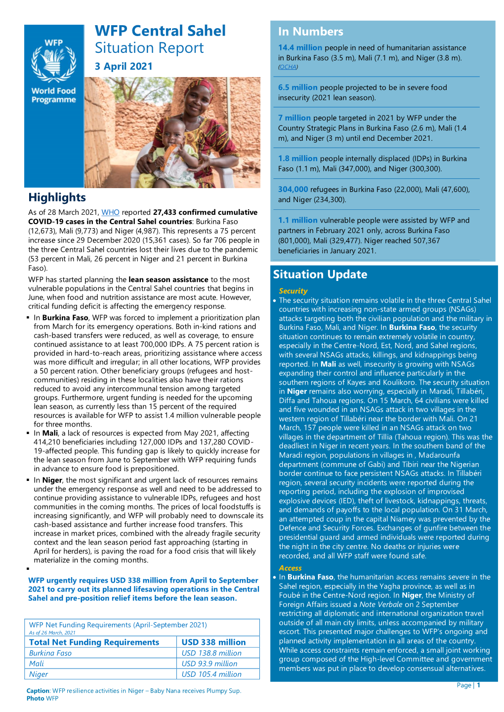 WFP Central Sahel Situation Report