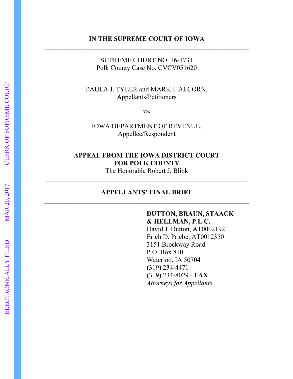 SUPREME COURT NO. 16-1731 Polk County Case No