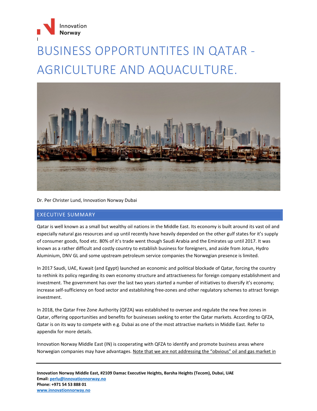 Business Opportuntites in Qatar - Agriculture and Aquaculture