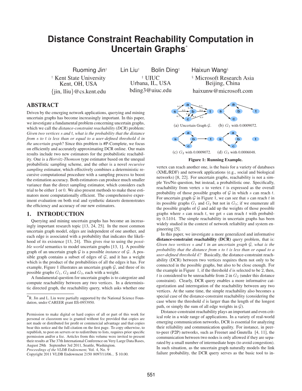 Distance-Constraint Reachability Computation in Uncertain Graphs∗