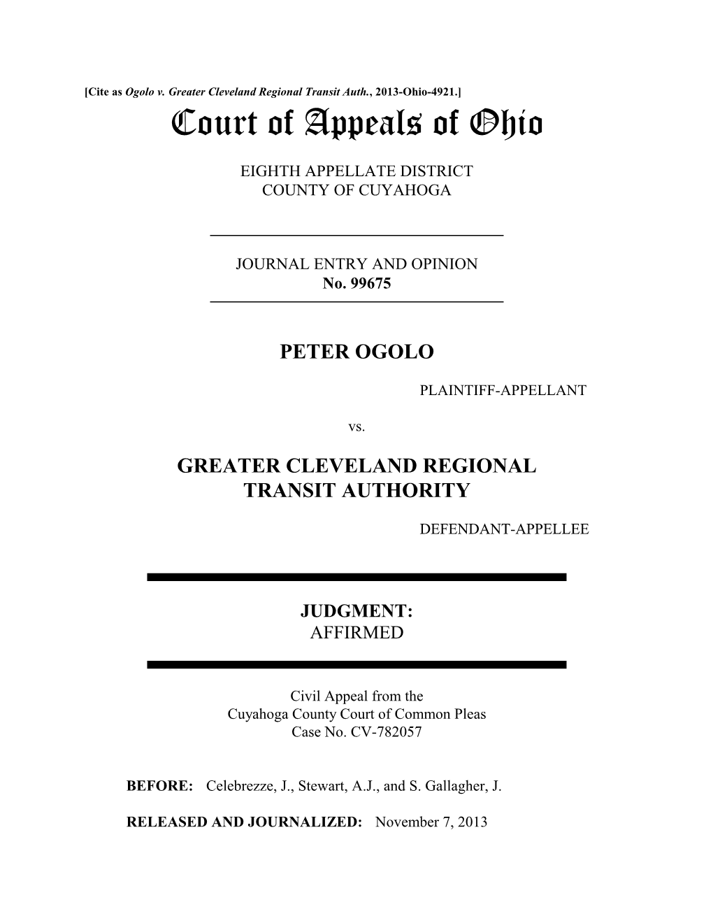 Ogolo V. Greater Cleveland Regional Transit Auth., 2013-Ohio-4921.]