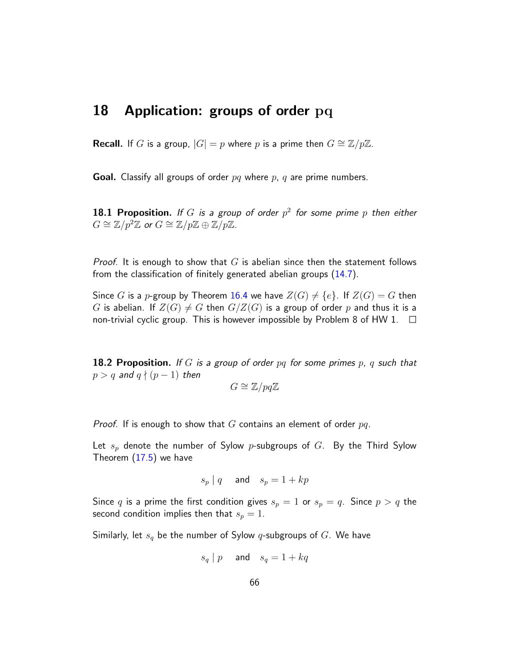 18 Application: Groups of Order Pq