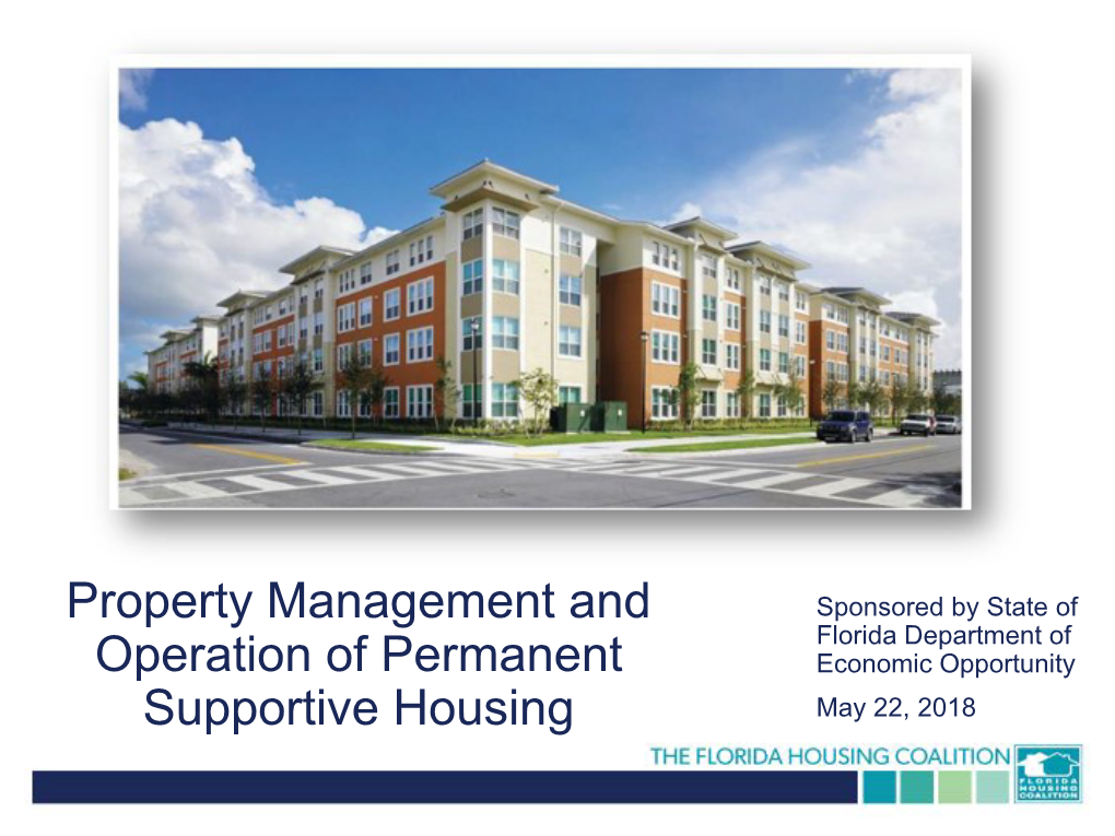 Property Management and Operation of Permanent Supportive Housing