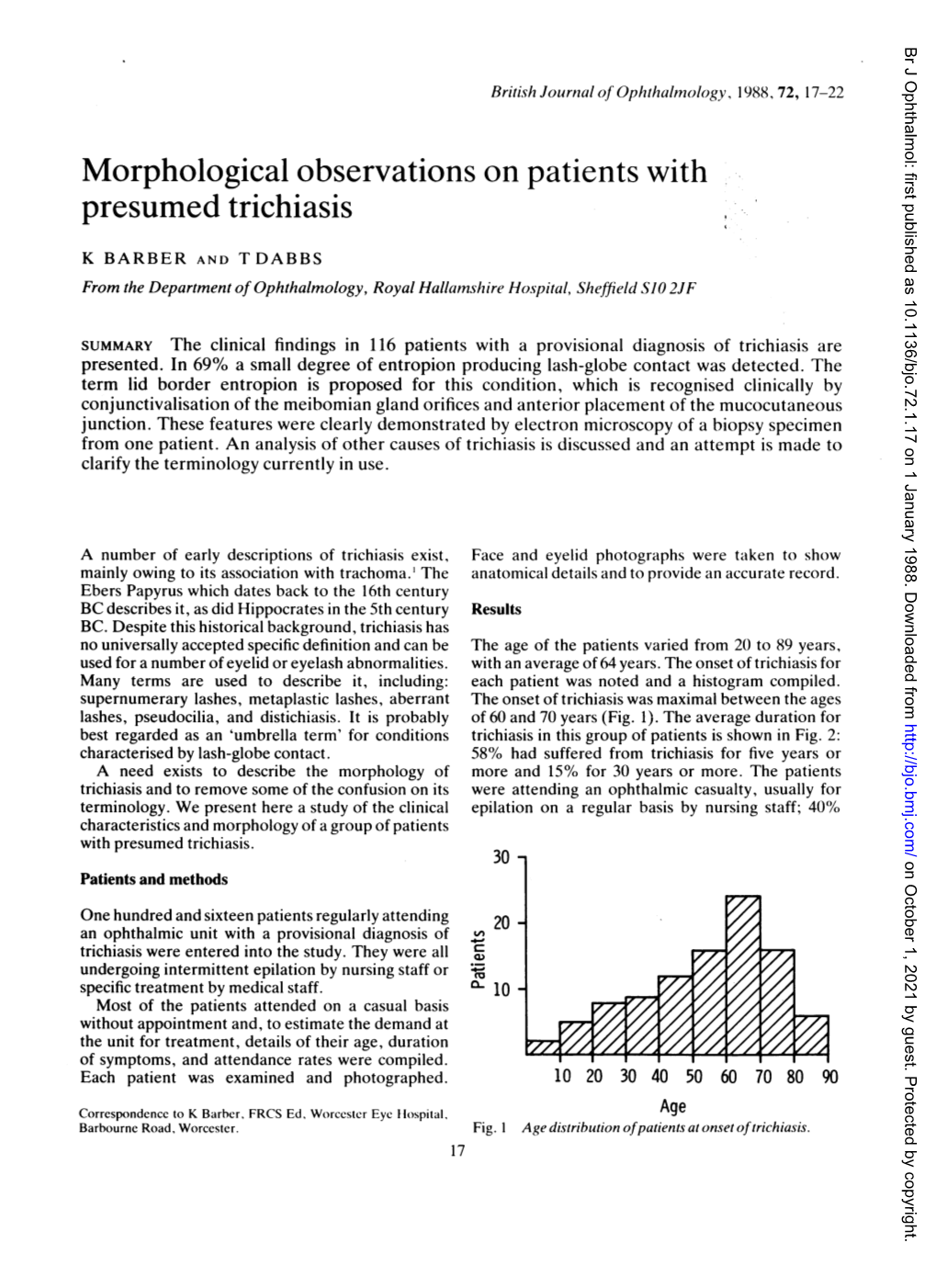 Morphological Observations on Patients with Presumed Trichiasis