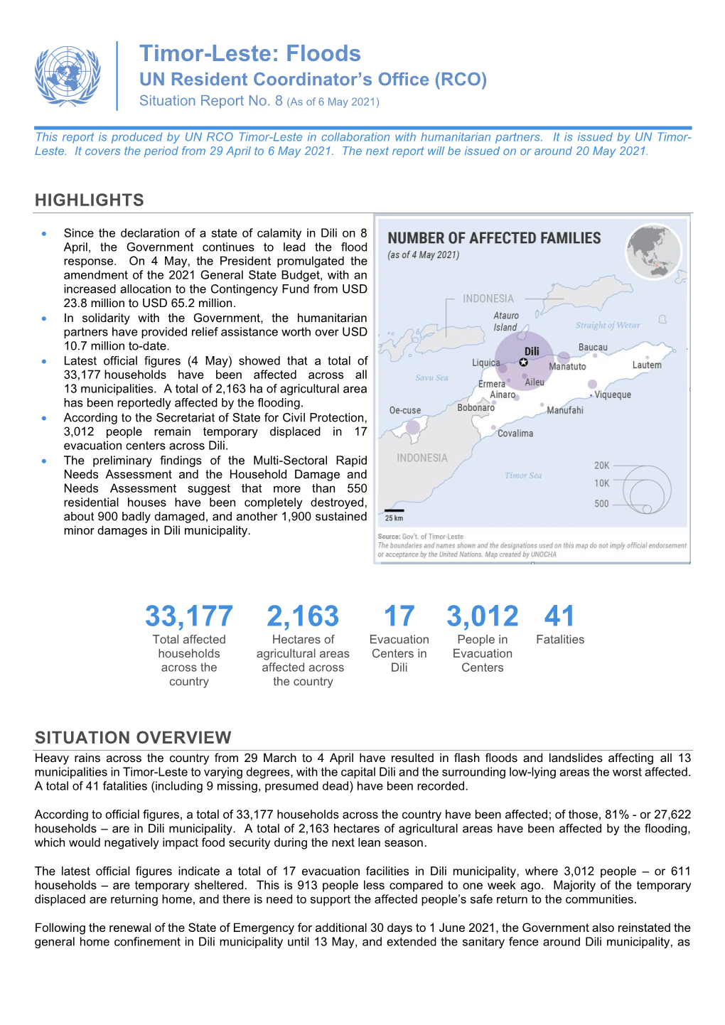 Timor-Leste: Floods UN Resident Coordinator’S Office (RCO) Situation Report No