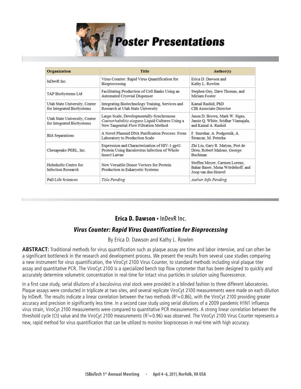 Erica D. Dawson • Indevr Inc. Virus Counter: Rapid Virus Quantification for Bioprocessing by Erica D