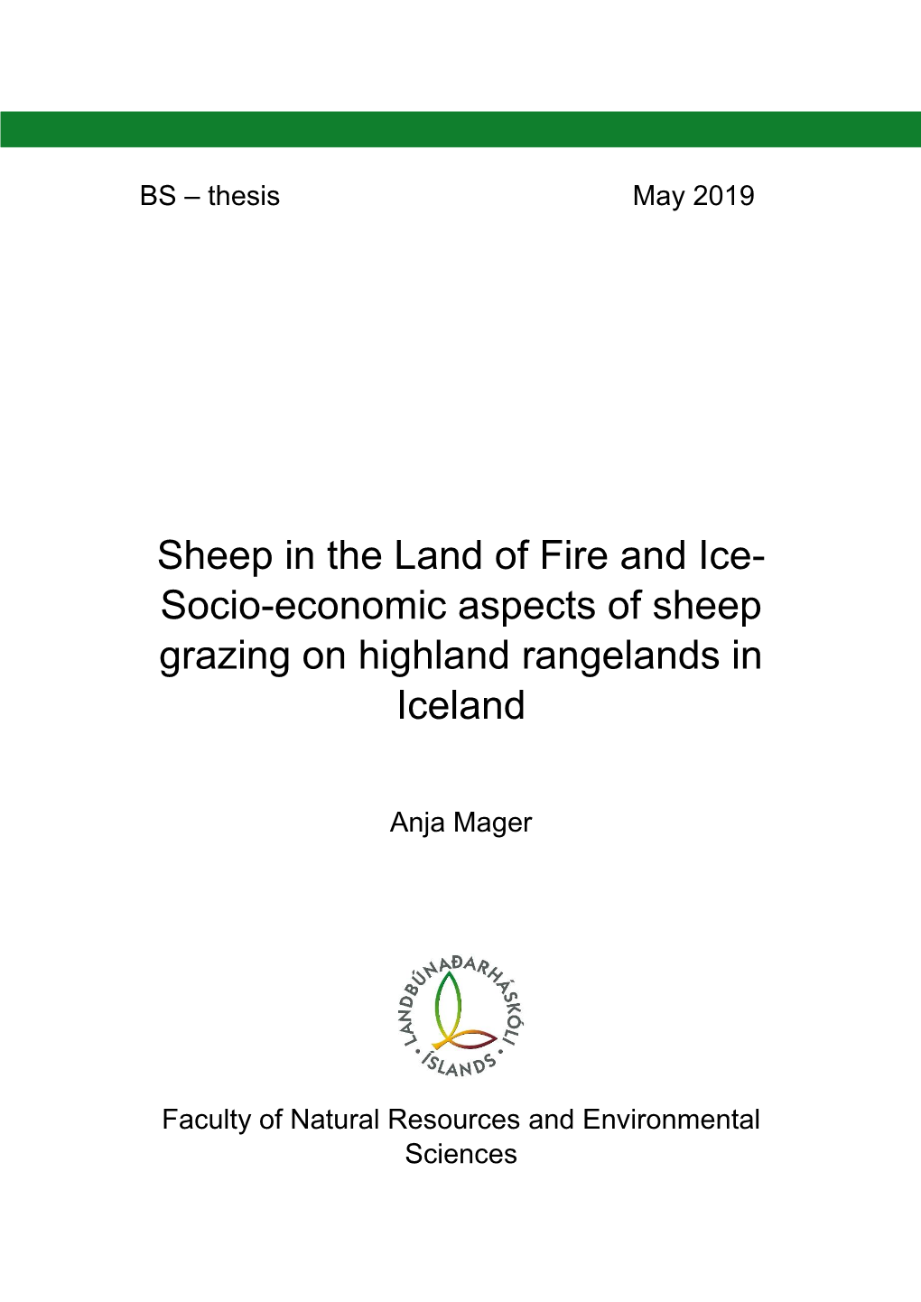 Socio-Economic Aspects of Sheep Grazing on Highland Rangelands in Iceland