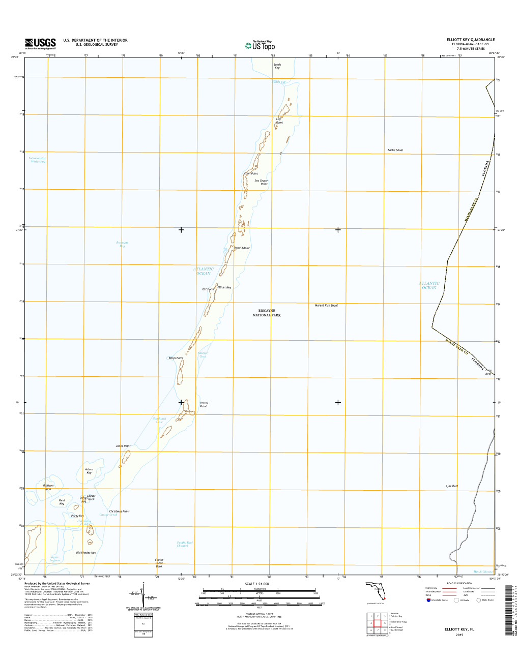 USGS 7.5-Minute Image Map for Elliott Key, Florida