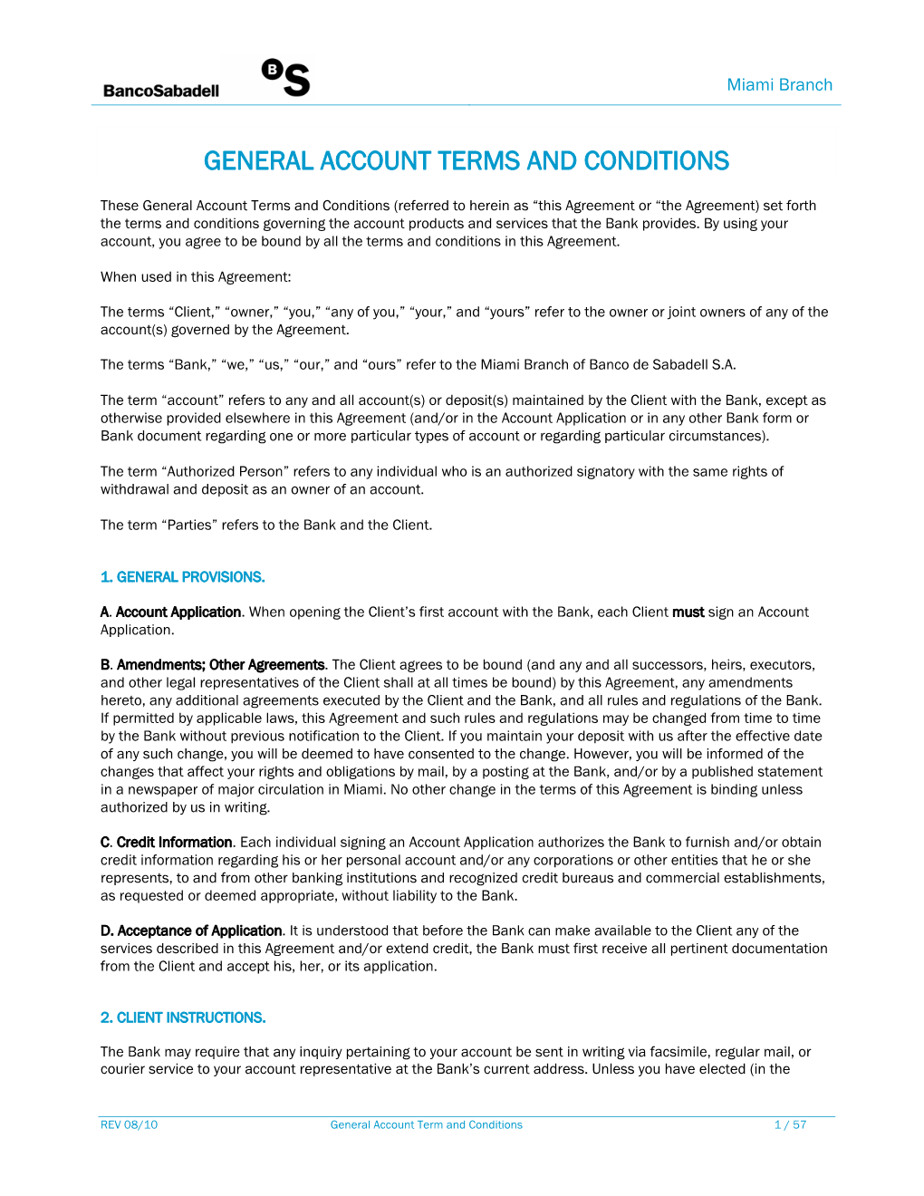 General Account Terms and Conditions