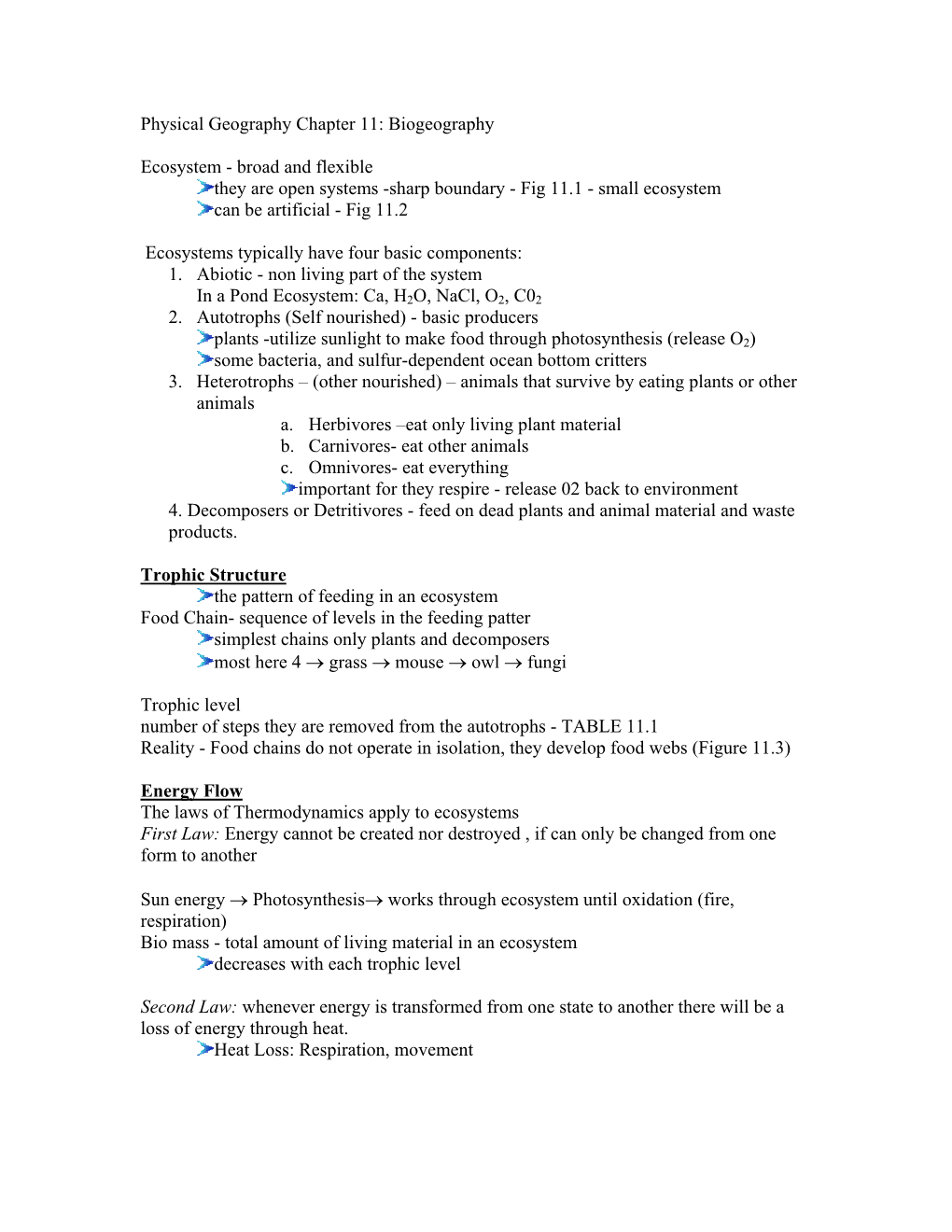 Physical Geography Chapter 11: Biogeography Ecosystem