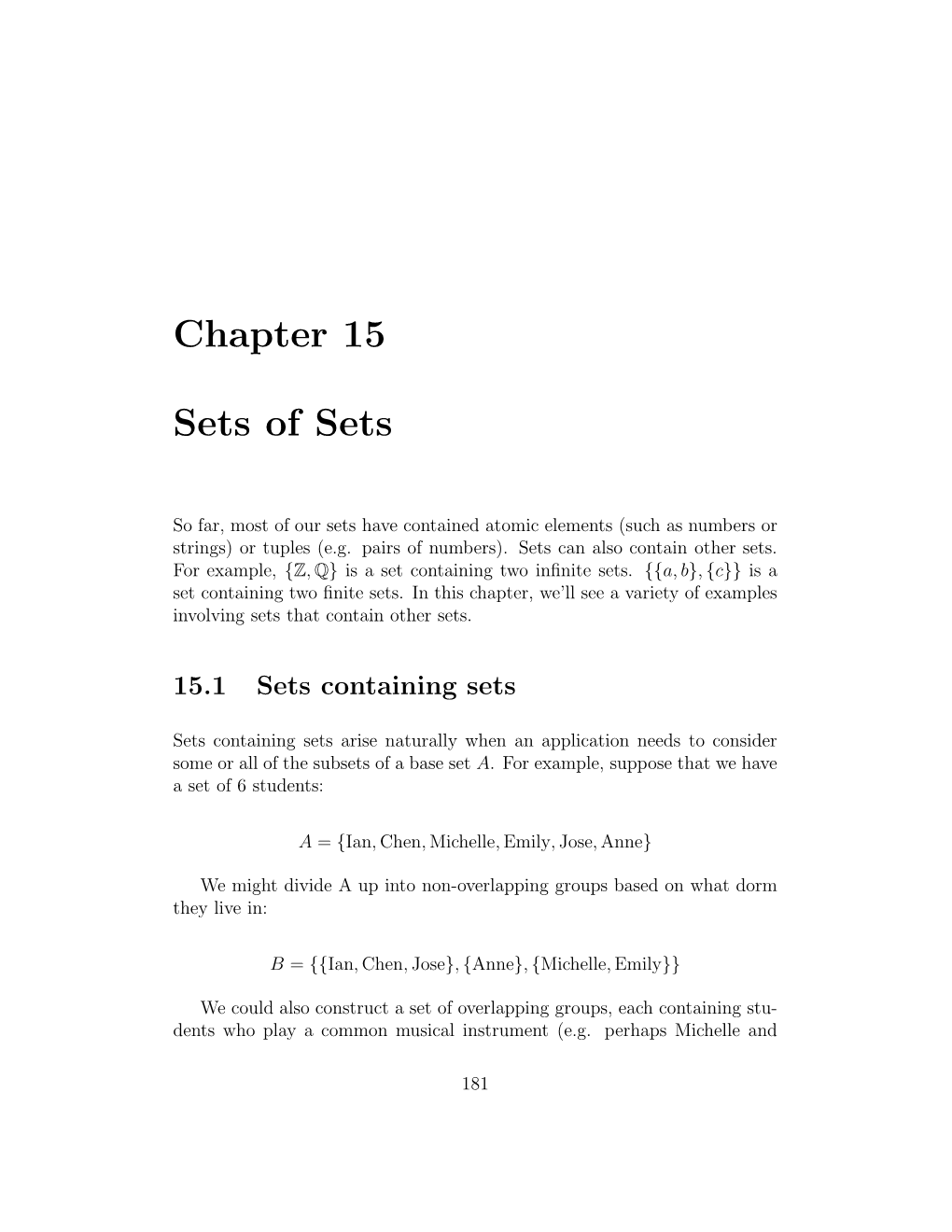 Chapter 15 Sets of Sets