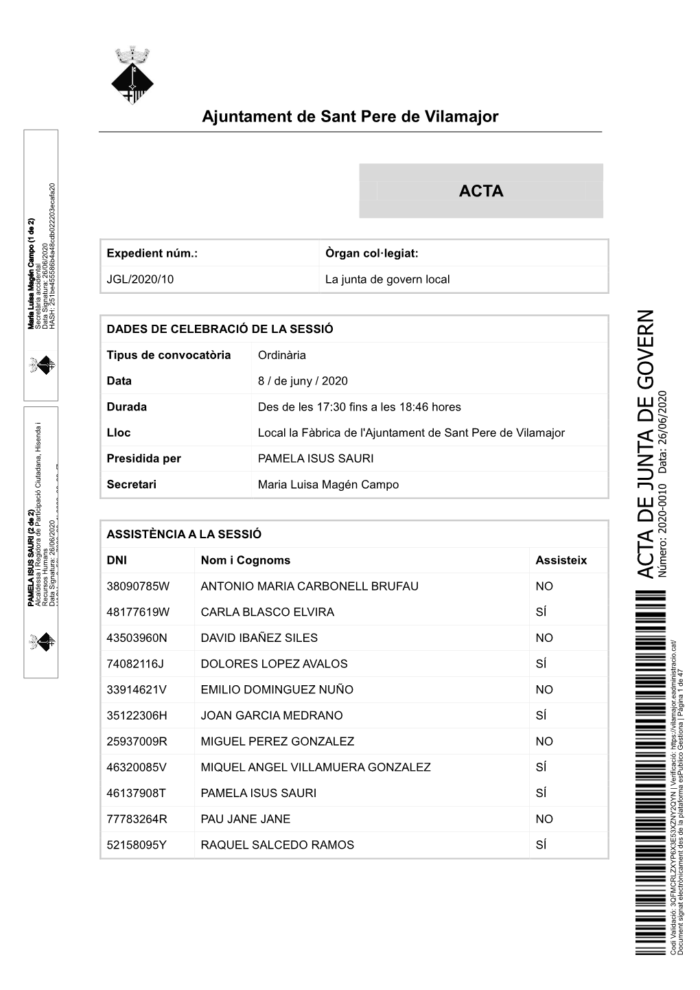 Ajuntament De Sant Pere De Vilamajor ACTA