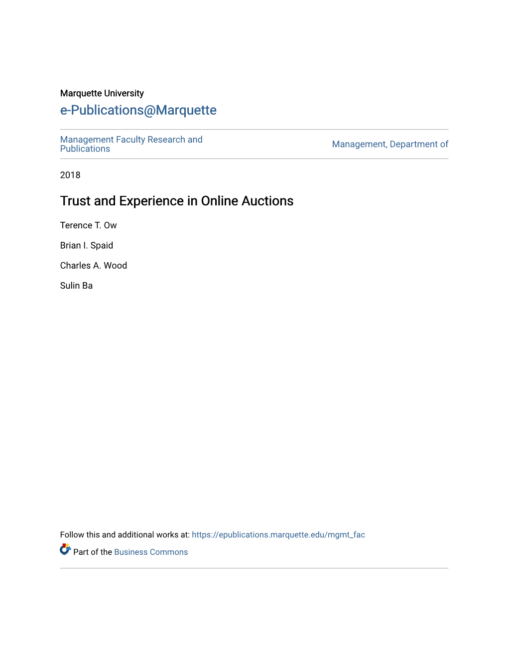 Trust and Experience in Online Auctions