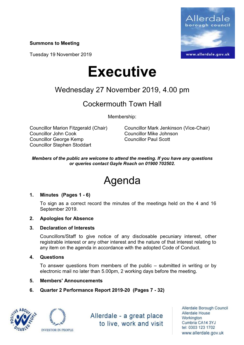 (Public Pack)Agenda Document for Executive, 27/11/2019 16:00