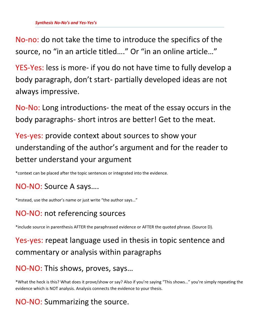 Synthesis No-No S and Yes-Yes S