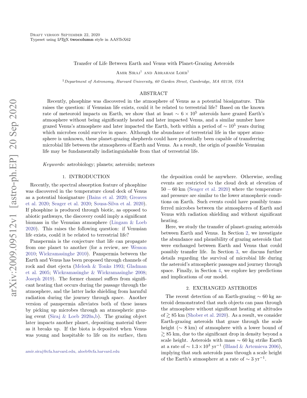 Arxiv:2009.09512V1 [Astro-Ph.EP] 20 Sep 2020 Radiation During the Journey Through Space